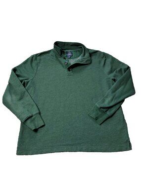 J. Crew Sweater Mens L Large Cotton Green Pullover Button Up Fleece Preppy